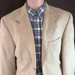 Supra-Suede Faux 40R Sportcoat 3-Btn/Tan/Super Soft Blazer Jacket‎